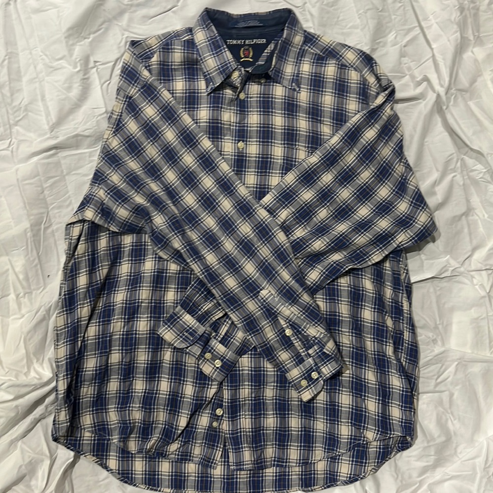 Vintage Tommy Hilfiger striped long sleeve button up T size XL